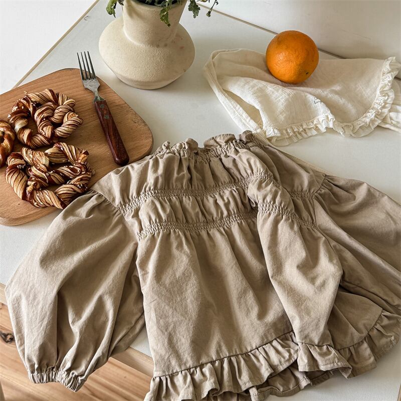 予約」80-130cm ギャザーフリルトップス | 子供服のMurababy