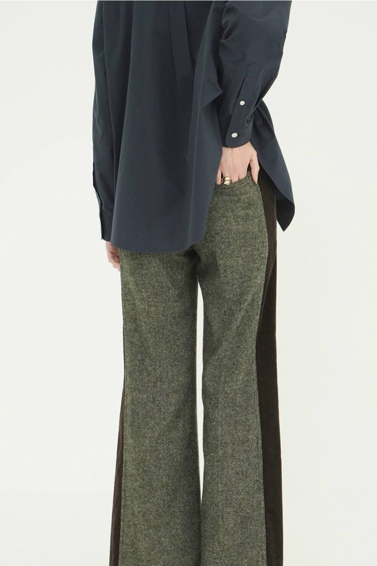 CLANE CORDUROY PANEL MELANGE PANTS