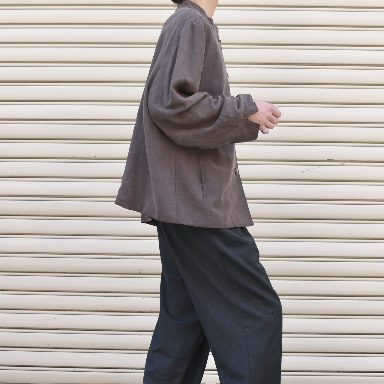 Jones new york silk linen stand collar jacket