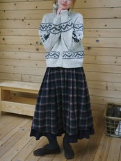 Forêt Tartan Check Wool Volume Skirt F0867