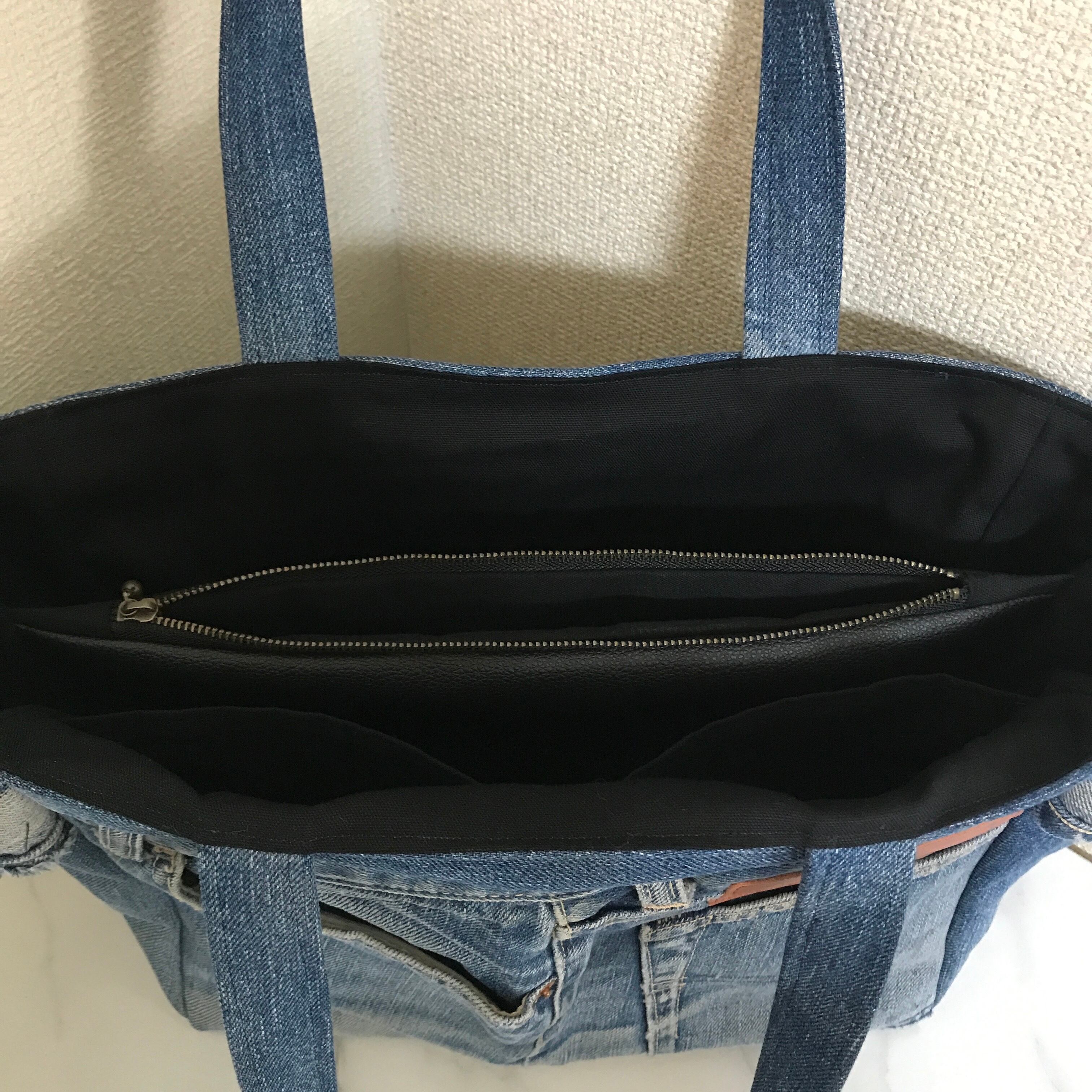 品番:db1 2WAYヴィンテージデニムリメイクサイドポケット付トート