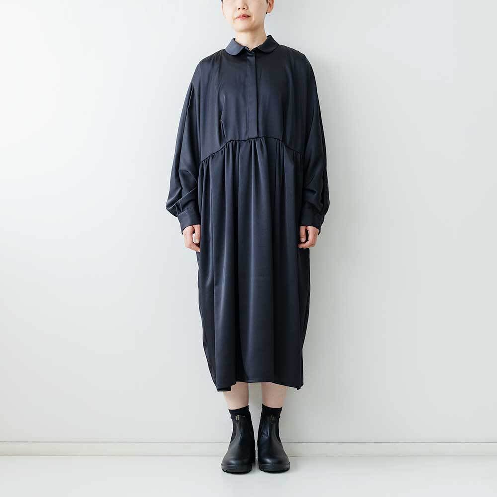 mizuiro ind サテンラウンドカラーフロントフライワンピース | LASQ