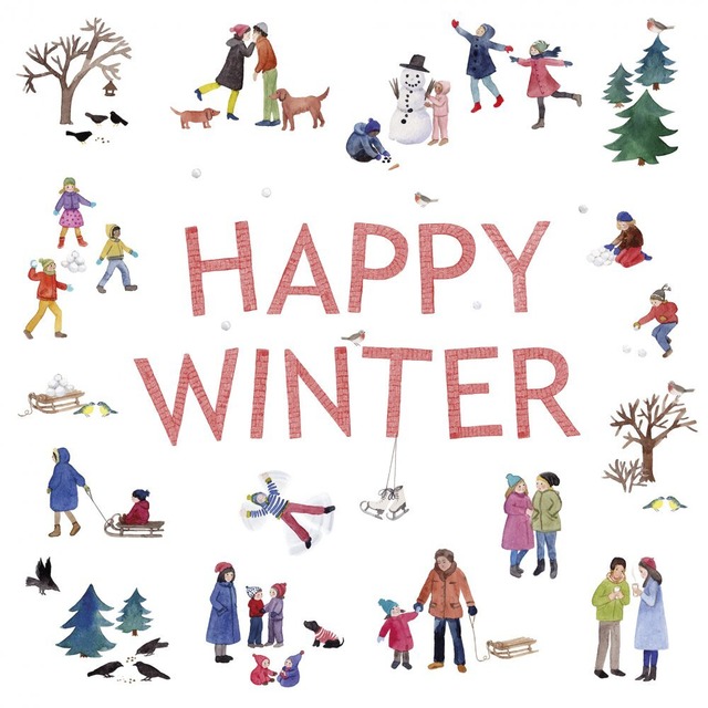 2025秋冬【Paperproducts Design】バラ売り2枚 ランチサイズ ペーパーナプキン Happy Winter ホワイト