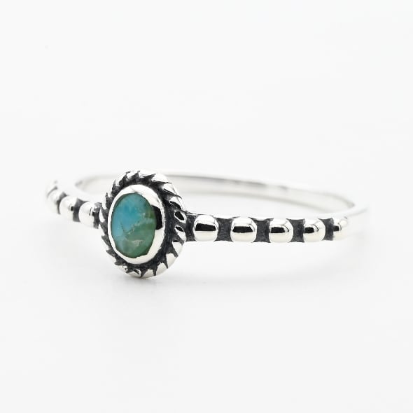 Turquoise Accent Beaded Arms Design Ring #15.5 / Denmark