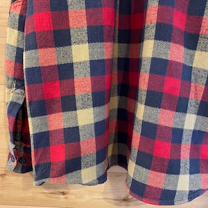 【Woolrich】長袖シャツ ネルシャツ ブロックチェック 肘当て Lサイズ ウールリッチ アウトドア US古着 アメリカ古着