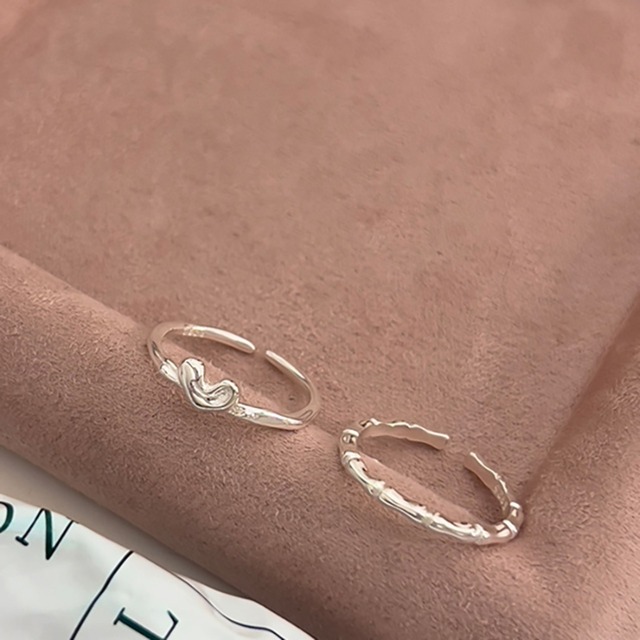 Weiwan925シルバー愛心バンブーリング 2点セット