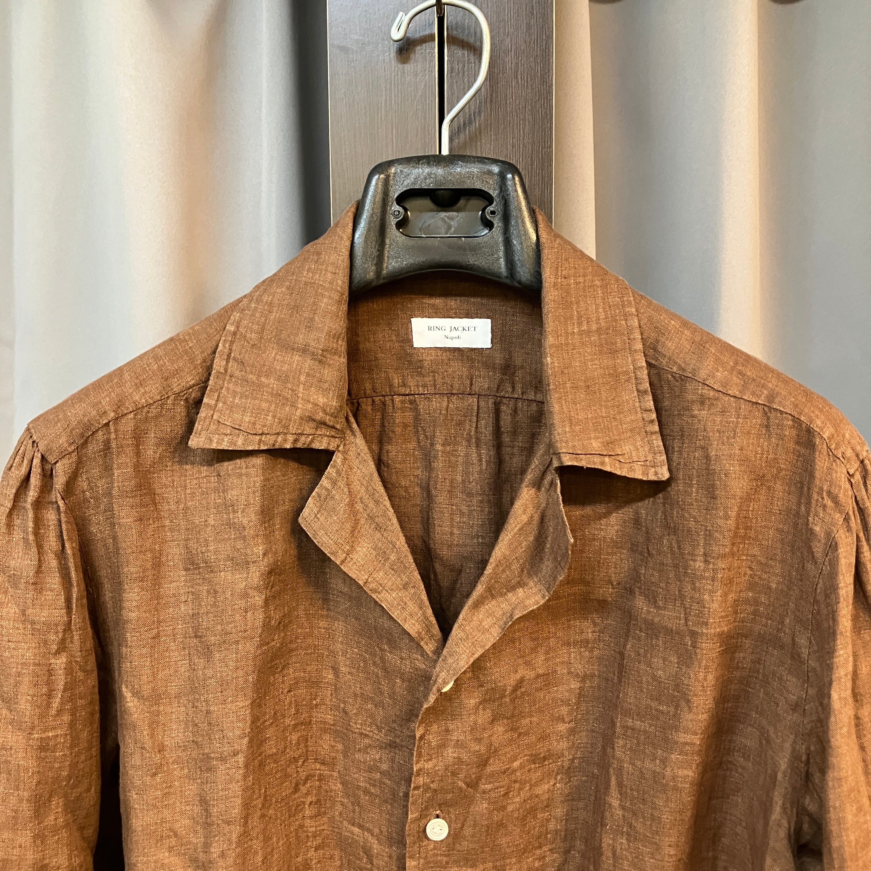 RING JACKET NAPOLI LINEN SHIRT BROWN 《M》 | safarionline
