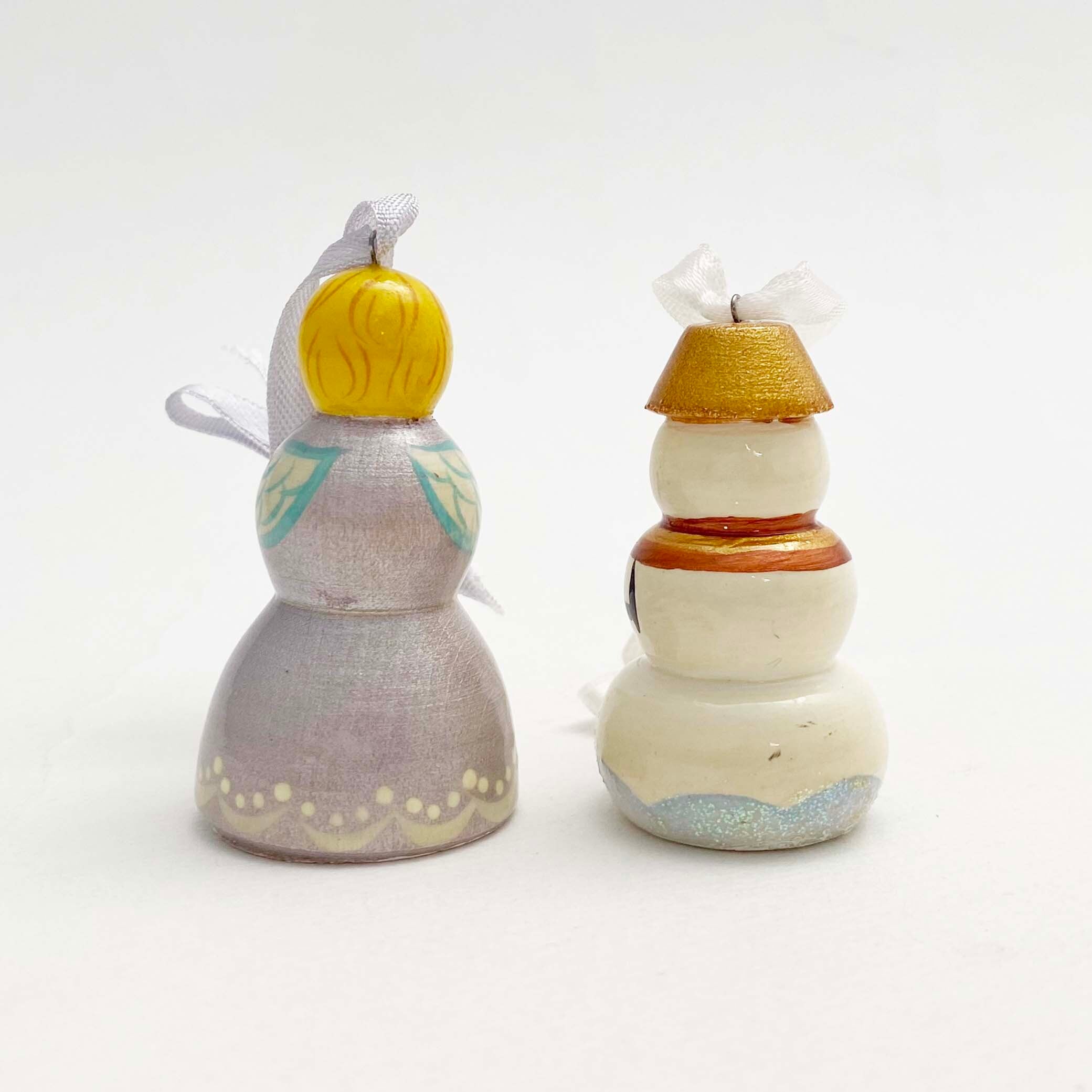 天使と雪だるまのオーナメント（2個セット）