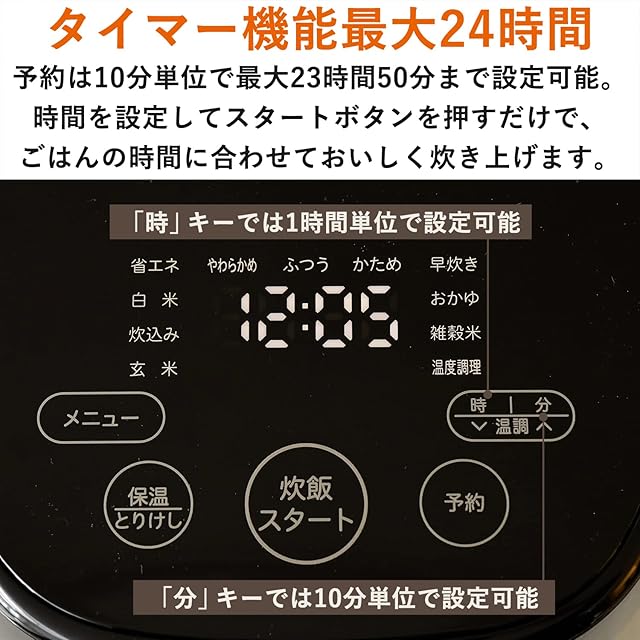 山善] 炊飯器 一人暮らし 5.5合 IH 二人暮らし 9種類炊き分け機能 IH式