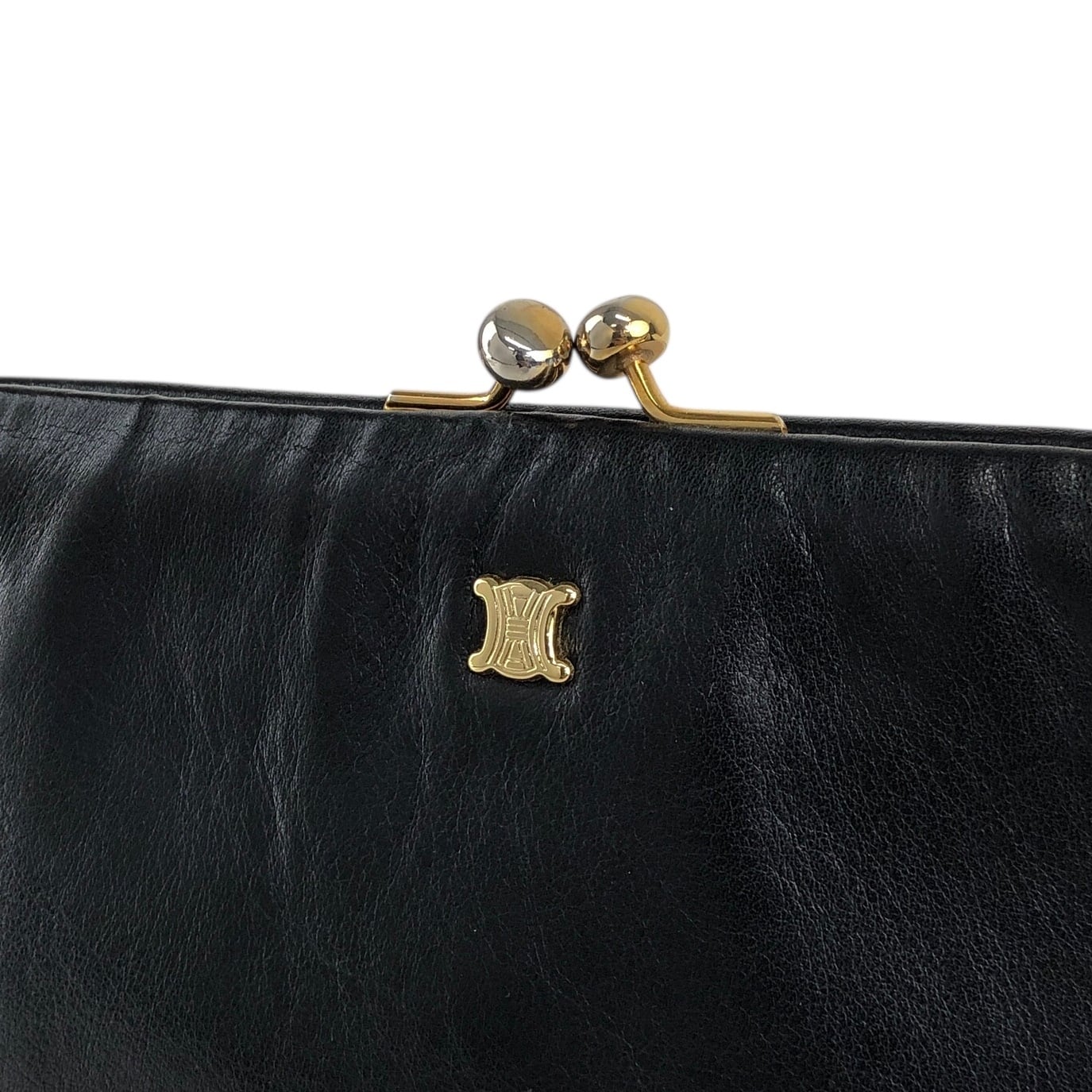 CELINE セリーヌ ショルダーバッグ ブラック ブラゾン レザー がま口