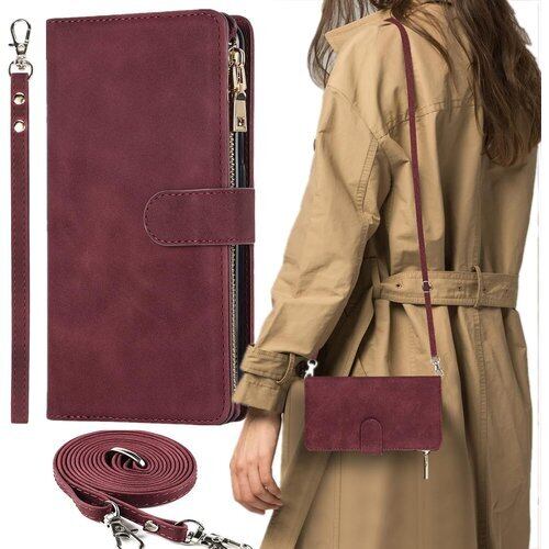 AQUOS R8 ケース 手帳型 ショルダー ストラップケース ポシェット カードケース AQUOSR8 SH-R80 モバイル SHR80 SH-52D doo SIMフリー 全対応 シャープ アクオス カバー SH52D アクオスR8 スマホケース 携帯カバー case ストラップ 適用 iCoverCase カード バッグ 肩がけ 斜め掛け ショルダーケース ワインレッド 2026