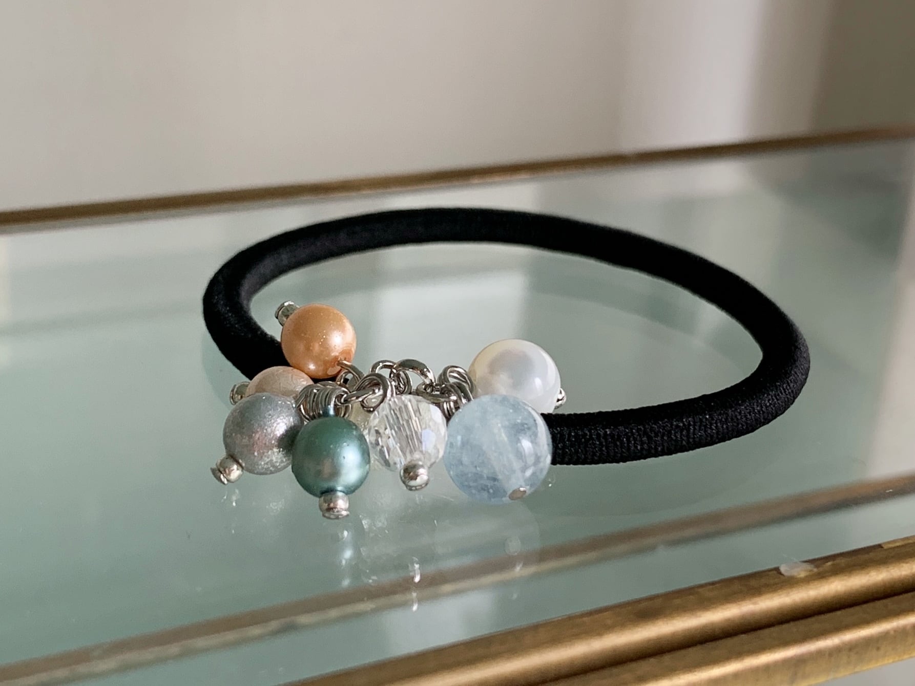 ヘアゴム  天然石  パワーストーン ルチルクォーツ♡ ヘアゴム 天然石 パワーストーン ルチルクォーツ♡