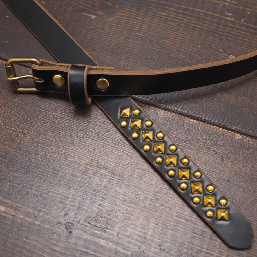 スタッズベルト032 20mm幅 ナローベルト ピラミッドスタッズ クロム