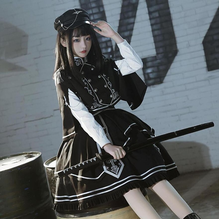 ミリタリーロリータ セットアップ 軍服×ケープ×ダブルブレスト｜WithU