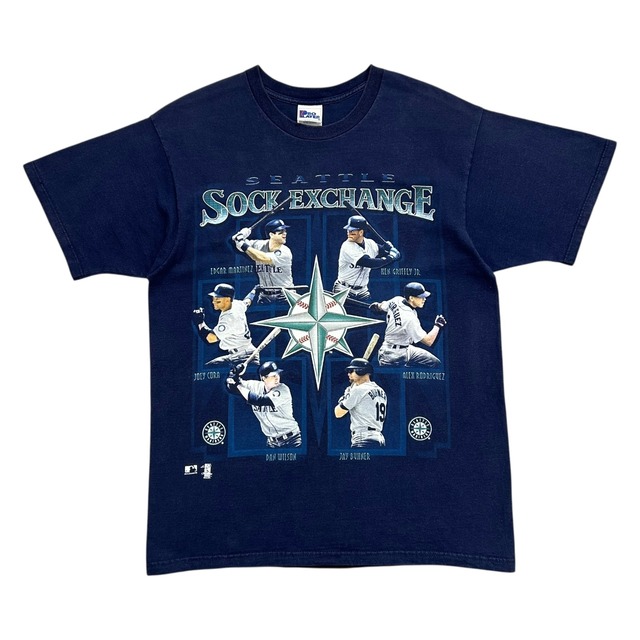 MLB SEATTLE MARINERS SOCK EXCHANGE GRIFFEY 1998 PRO PLAYER T-SHIRT SIZE L (USED)