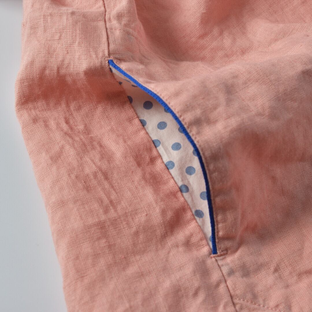 快晴堂 カイセイドウ マリネ半袖プルオーバーシャツ・ピンク 快晴堂デザインが満載のリネンシャツ