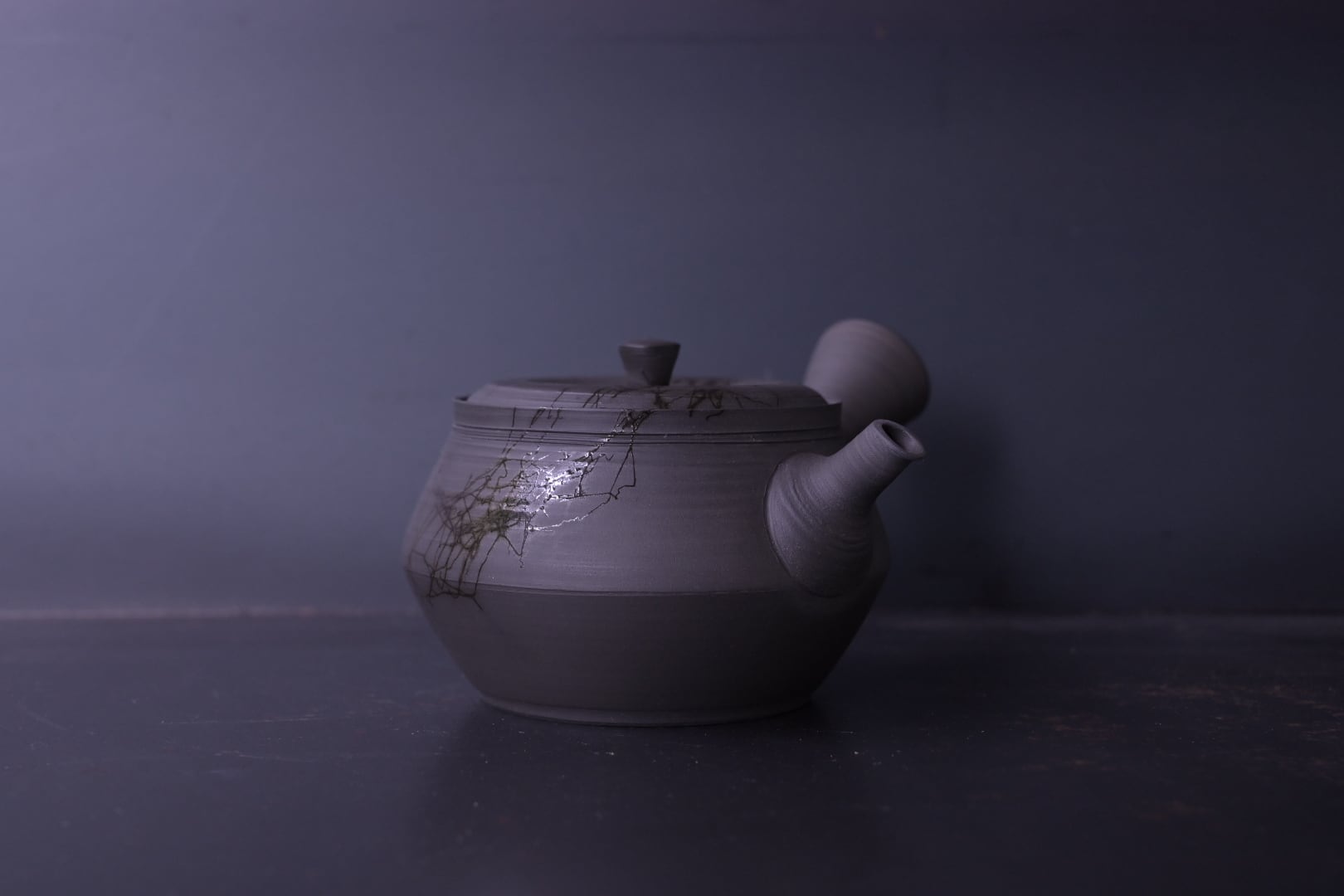 水野博之 黒泥黒藻焼急須(そろばん型)