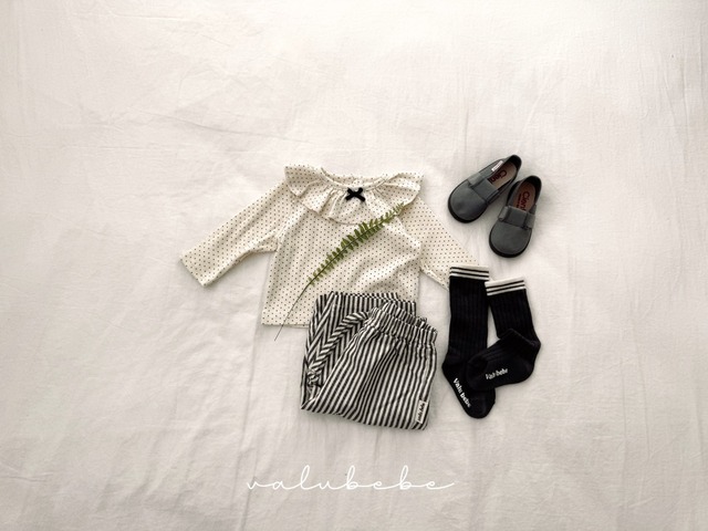 残り2点 即納⌇70,80cm ドット柄 フリル リボン Tシャツ