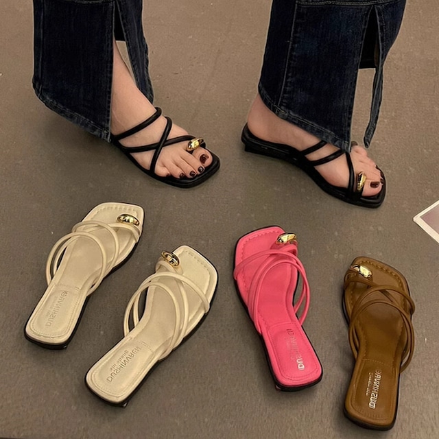 【35-40】Ring narrow strap sandals　B747