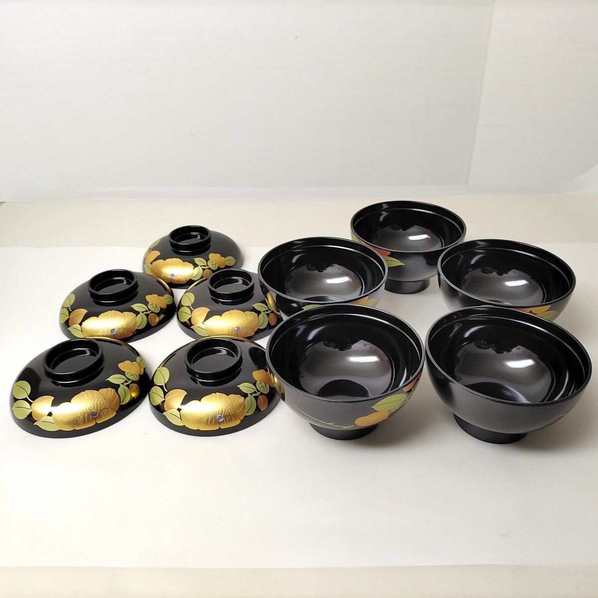 会津塗・汁椀・5客揃・漆器・和食器・桐箱付・No.230205-16・梱包 