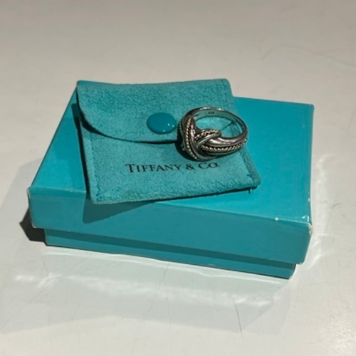 Tiffany&Co ティファニー クロスリング　箱付　9号　シルバー925 約9号【表参道t09】