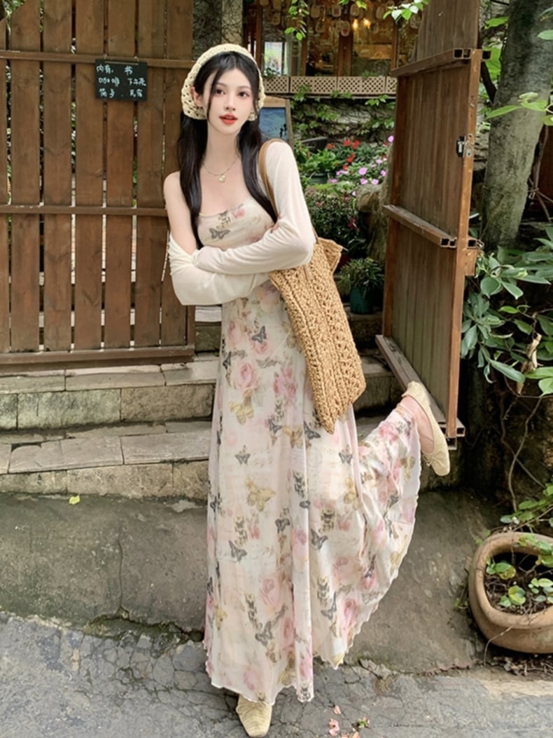 ワンピース ノースリーブワンピース 花柄ワンピース キャミワンピ