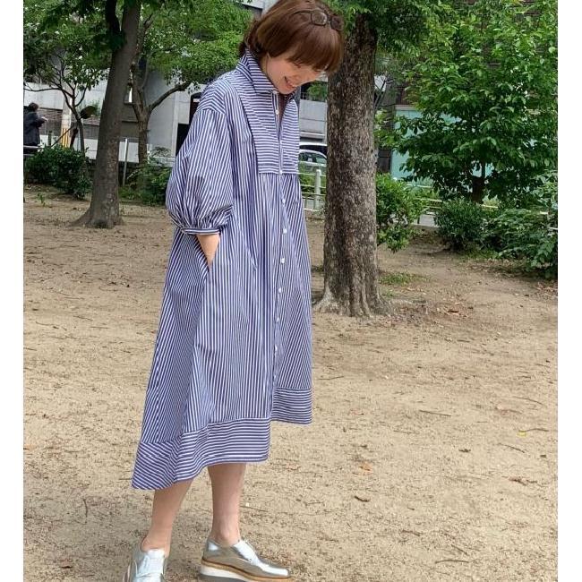 トワレ Toilette 新品 ワンピース シャツワンピース ブルー M L サイズ1 サイズ3 大人かわいい服 ディリーウェアー 323 133 Gold Smith