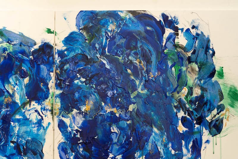 Flowers / 青い花をテーマにした現代アート作品 2連キャンバス 絵画
