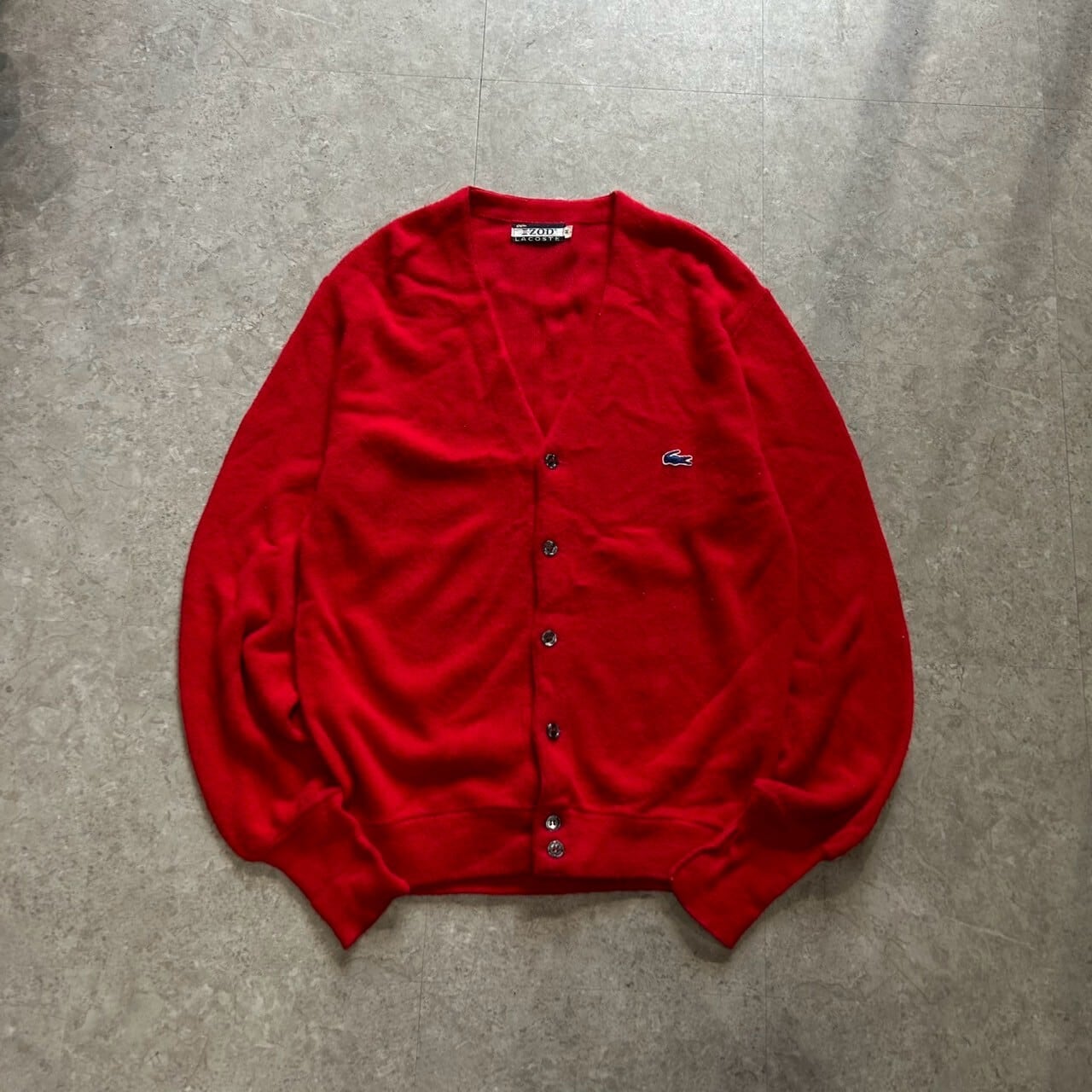 70s IZOD LACOSTE acryl cardigan "red"【仙台店】