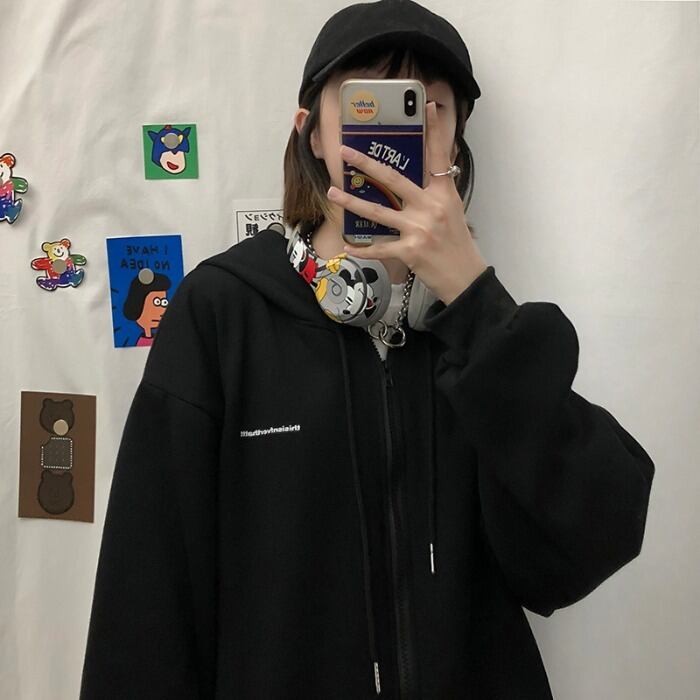 ルーズセーター オータムウィンターカジュアルカーディガンレディースフードジッパーコート ジャケット 秋物 冬物 ケッペル33026104019