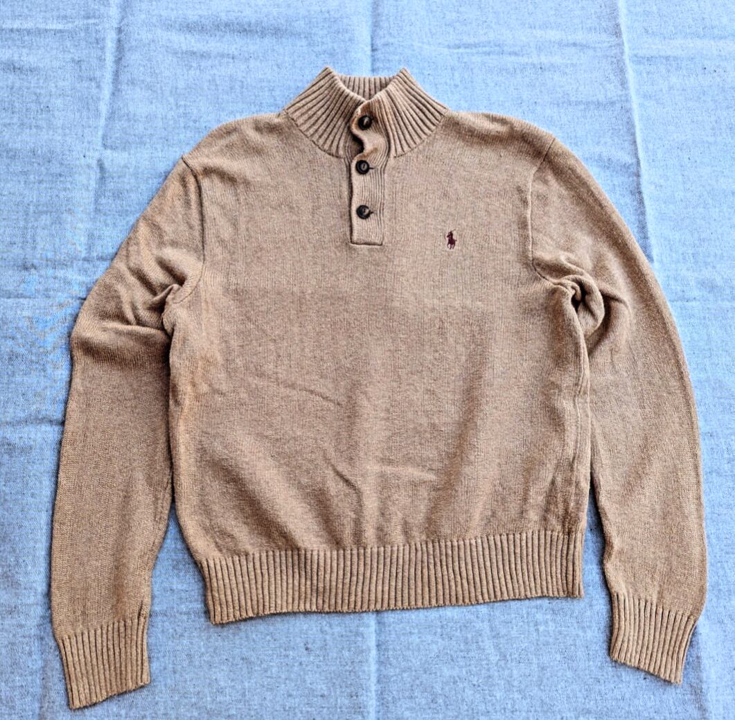 ralph lauren button hi neck cotton knit 小岩店