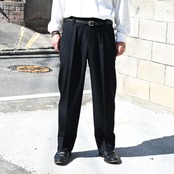 INTERIM / MILITARY WOOL SERGE 1-TUCK FRENCH ARMY WIDE TAPERED TROUSER