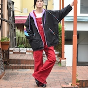 LIBERTY wide flare silhouette overall red