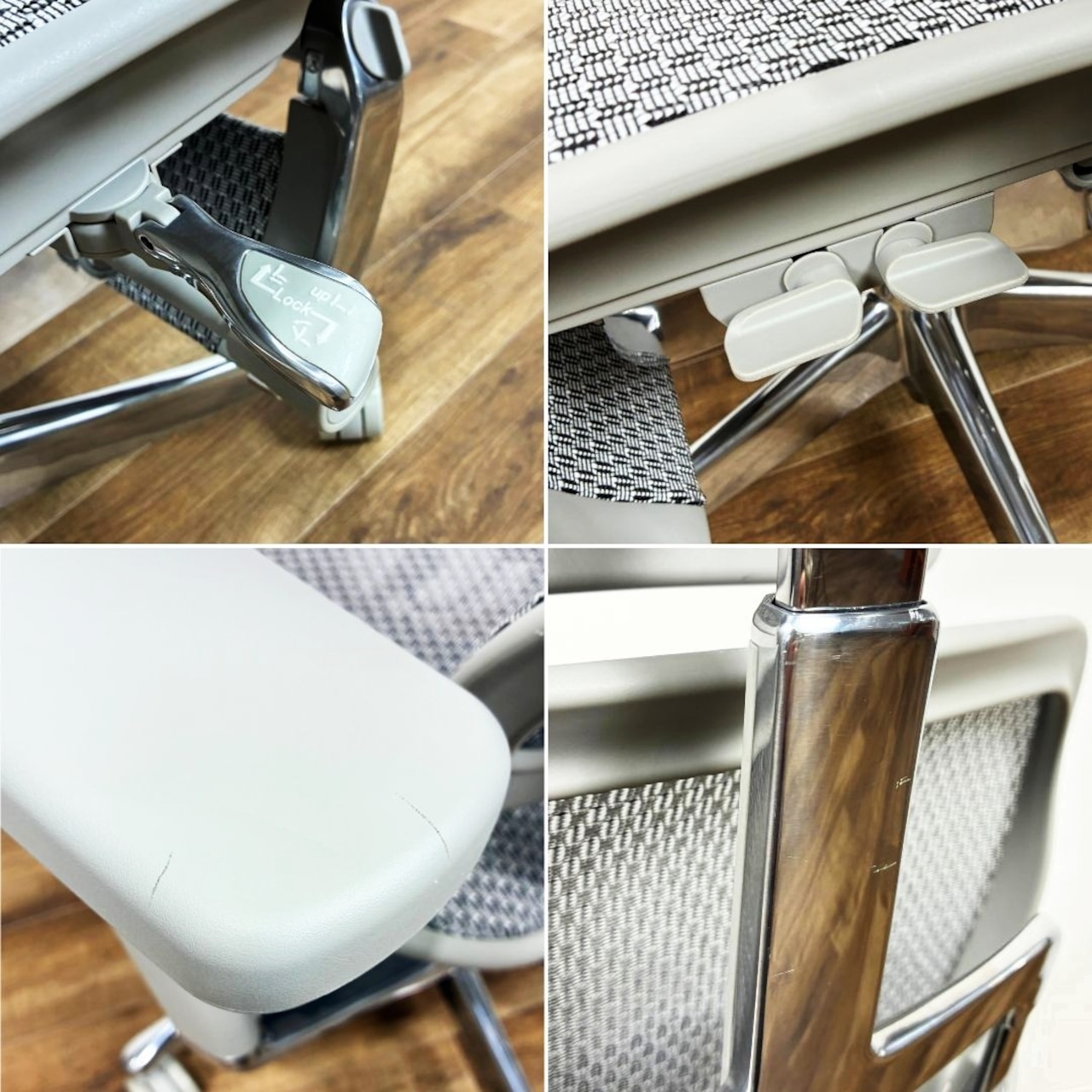 Ergohuman PRO2 Ottoman エルゴヒューマン プロ2 オットマン ホワイト×グレーフレーム フットレスト付き 前傾チルト リクライニング オフィスチェア【中古】【250サイズ】