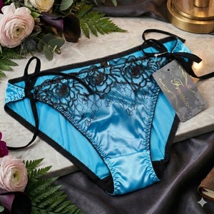 Plus Size Satin Tie-side Panty (Blue) | サテン 紐パン (ブルー) | FREESIA Original