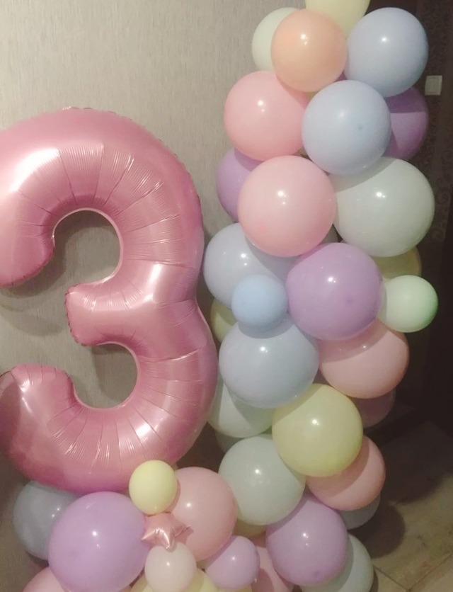 即納バースデーバルーン　マカロンカラー