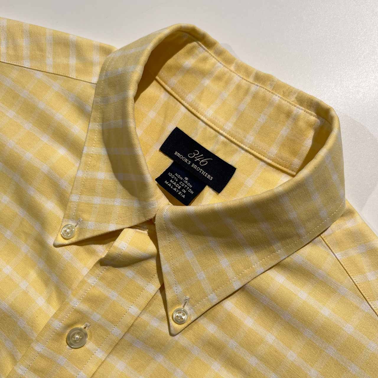 Brooks Brothers ブルックスブラザーズ チェック柄 BD 半袖シャツ サイズ S /メンズ/イエロー/ノンアイロン