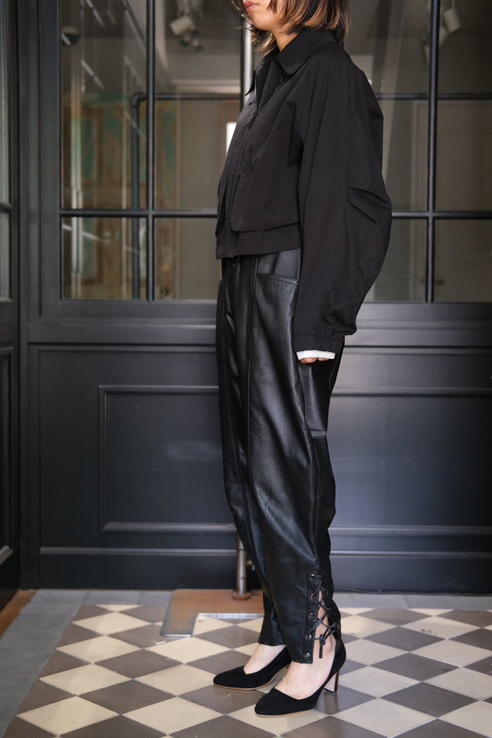 Mame Kurogouchi】Organic Cotton Twill Short Jacket - black - | loop