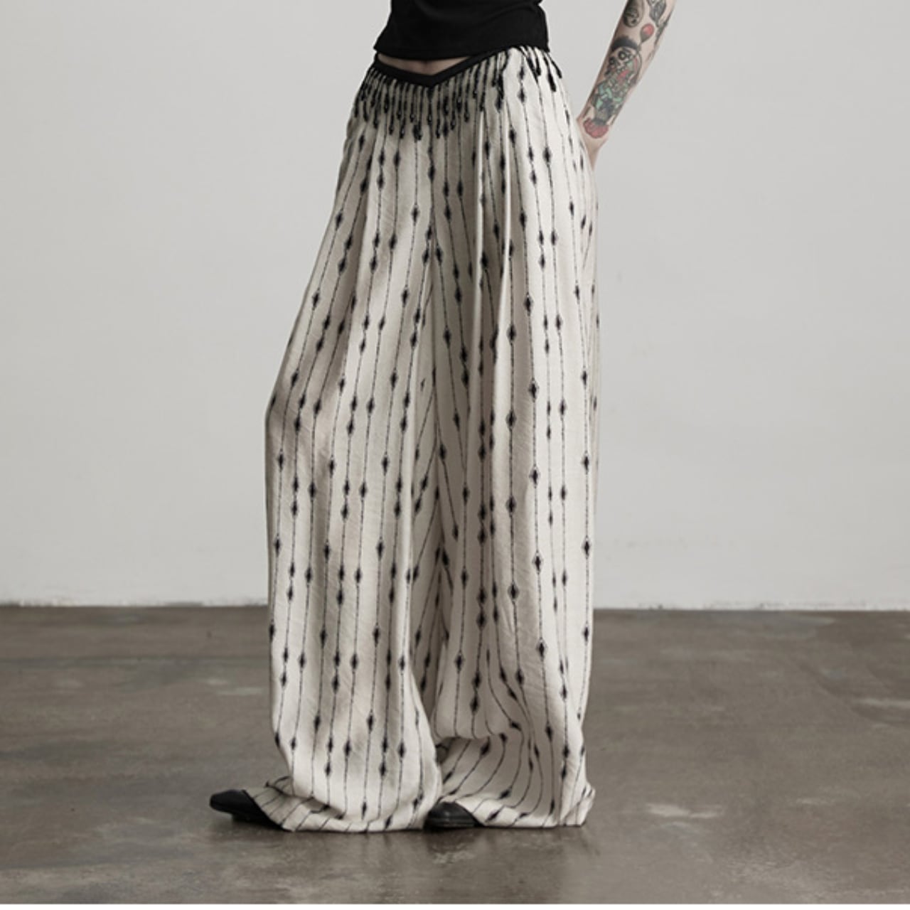 Patterned wide leg pants S818