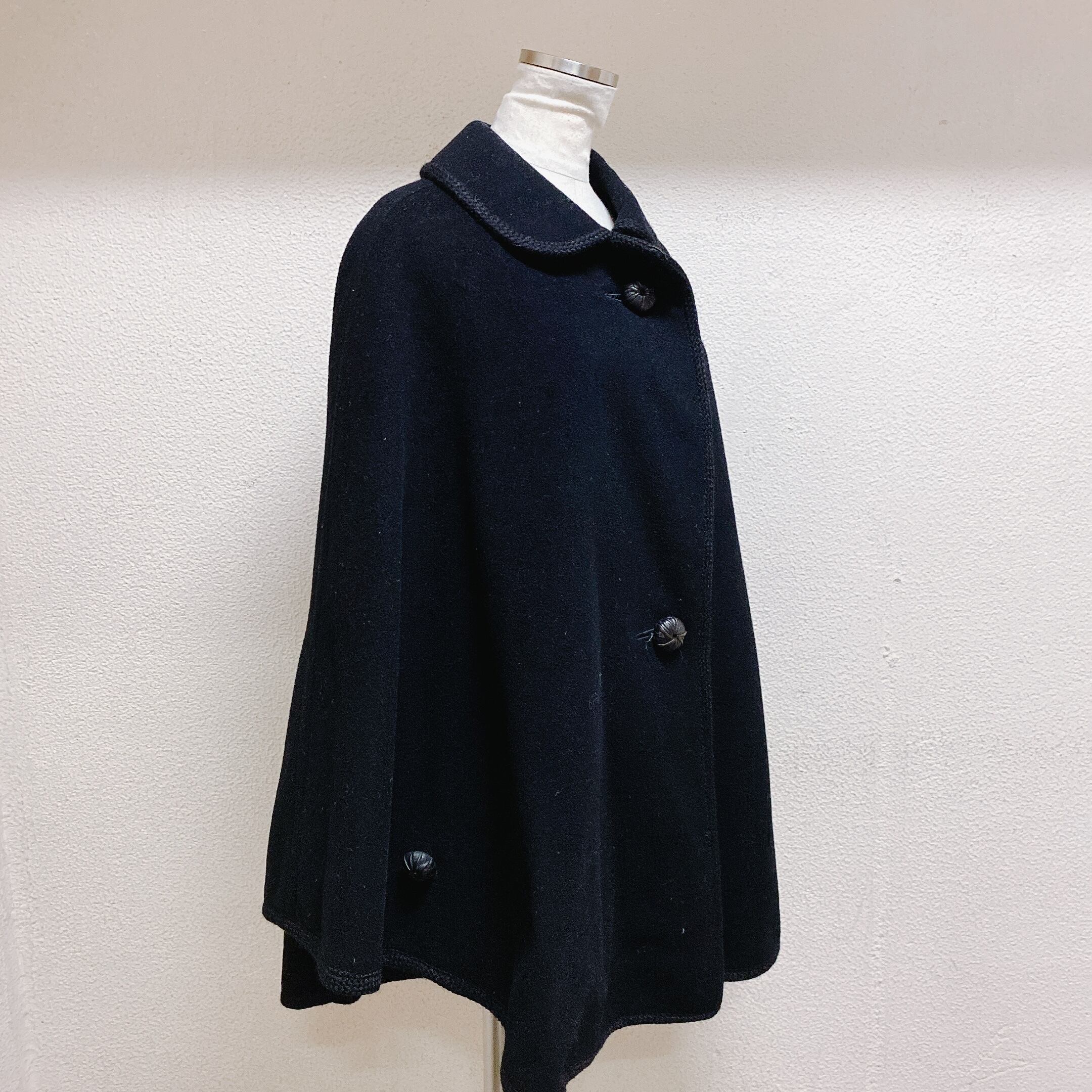 ヴィンテージ ポンチョコート ウール 黒 vintage poncho coat | UTA