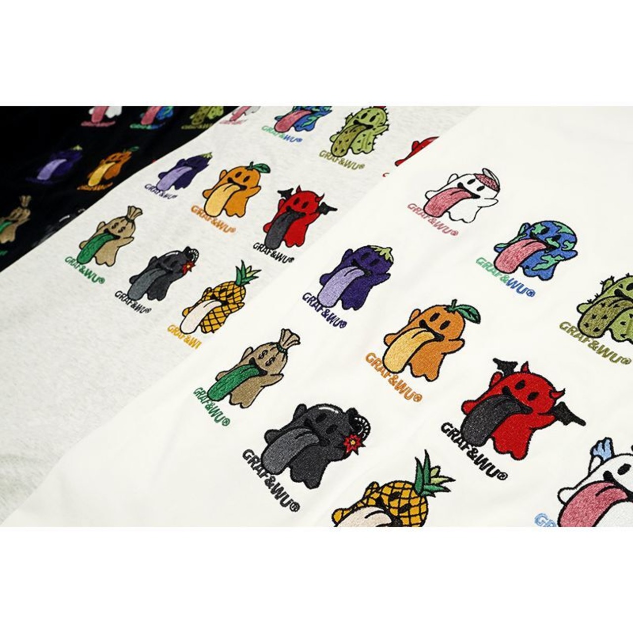 ストリート GRAF&WU ゴーストキャラ刺繍 ロングTシャツ T307