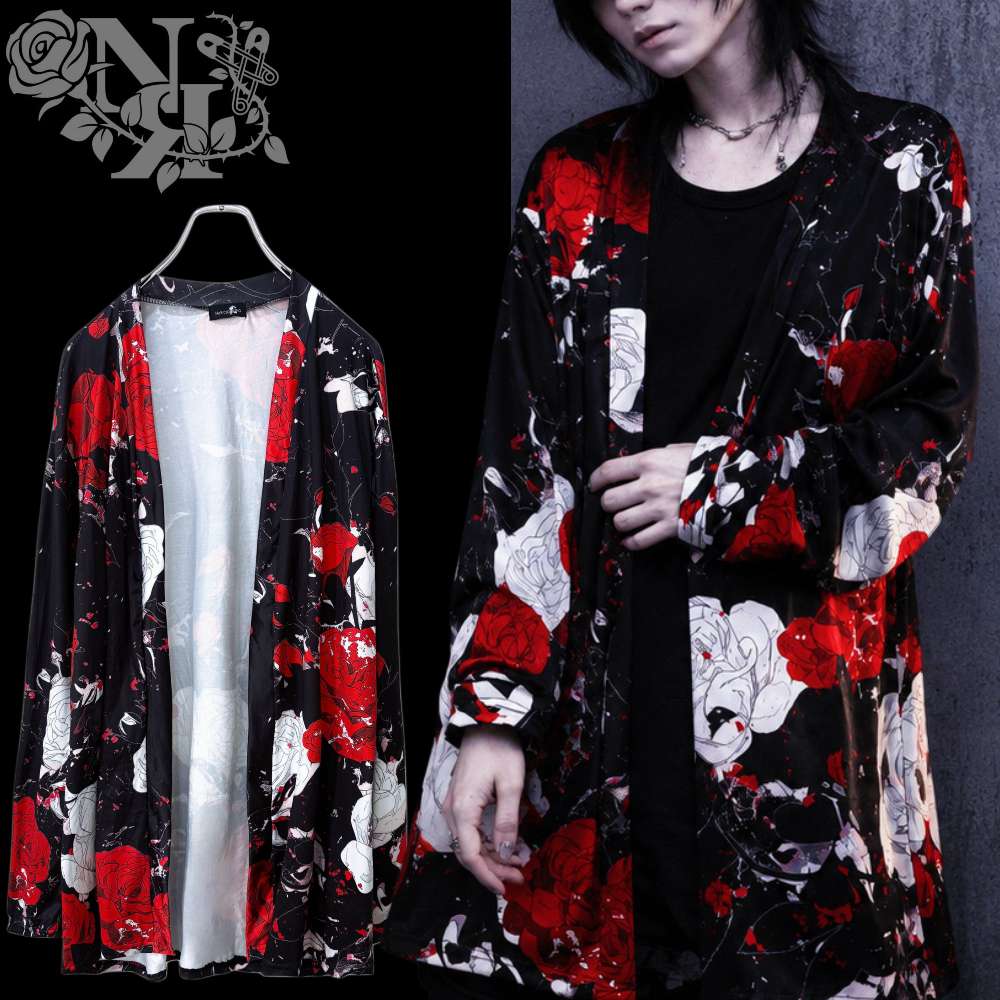 NieR チャイナ アウター ロング RED FACE DESIGN RED LONG KNIT OUTER | NIER CLOTHING