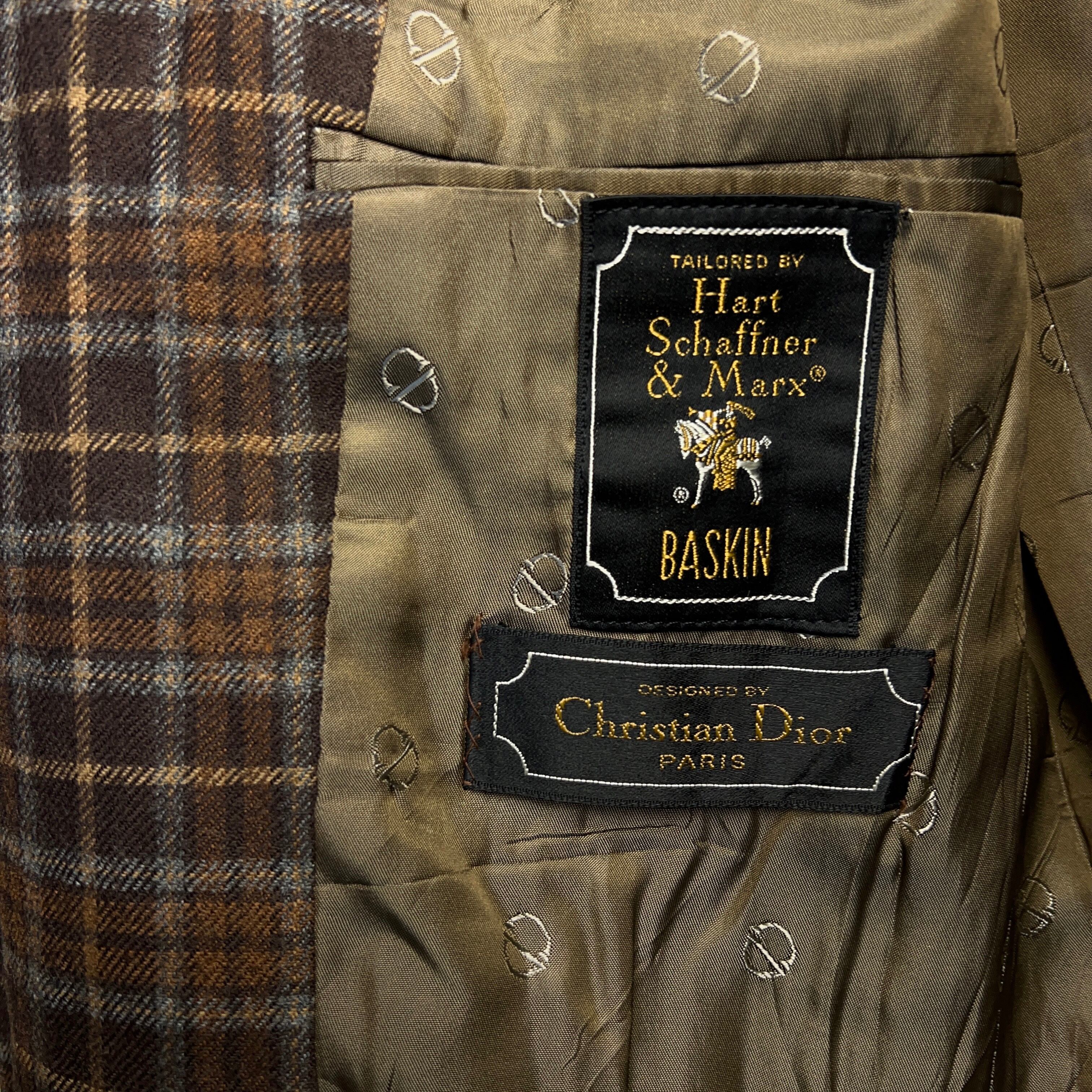 70's~80's “Christian Dior” Plaid Wool Tailored Jacket ディオール テーラードジャケット チェック  ウール 70年代【0929A19】【送料無料】