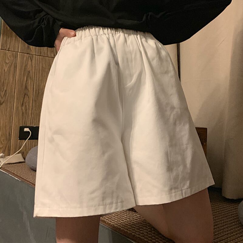 サマーハイウェストウェストスリムルーズカジュアルパンツ レディースストレッチワイドレッグオーバーオール ショーツ エラスティック 伸縮 夏物 ブルマー ワイドパンツ YY-ファッション19412386154