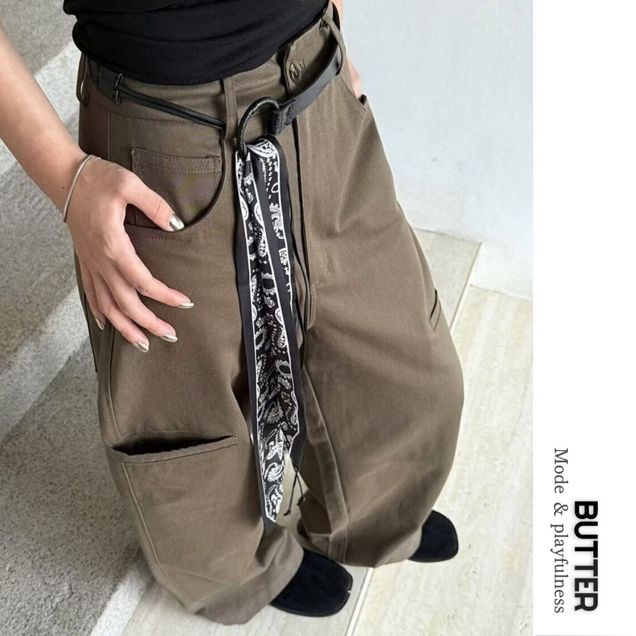 Belted Wide-Leg Pants 00891