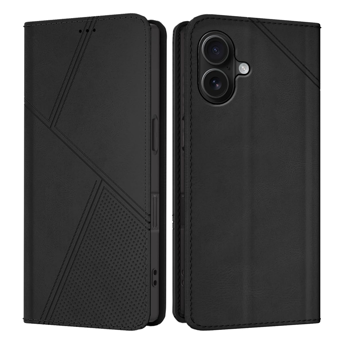 YOLALAHO 対応 iPhone 17 ケース 手帳型 耐衝撃 カード収納 いphone 17 カバー 財布型 スタンド機能 高級レザー あいふおん17 スマホケース 全面保護 上質な手触り ストラップホール付き マグネット式 擦り傷防止 かわいい おしゃれ ブラック