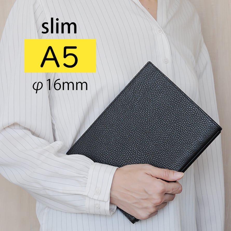 A5 Slim 折り返せるシステム手帳φ16mm(イタリアレザー)