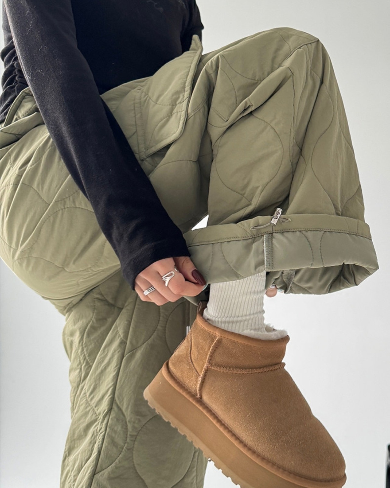 キルティングドローストリング ワイドパンツ 2color A0818 - 13