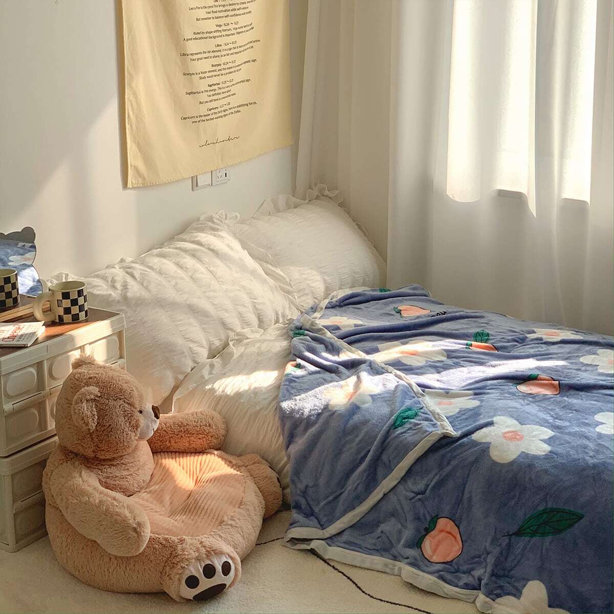 【BLANKET】フラワー&ピーチロゴブランケット