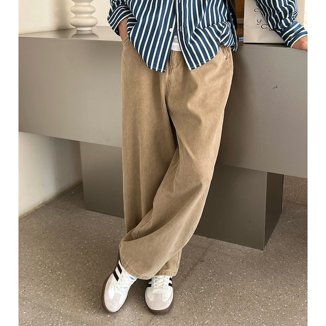 シンプルベージュワイドレッグパンツ　920